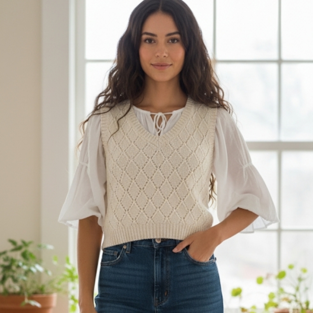 Vintage handknit sweater vest size S/M